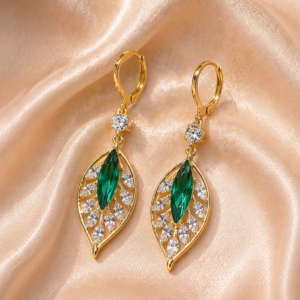 Emerald Leaf Luxe Drop Earrings