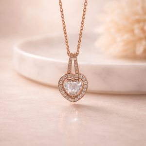 Rose Gold Heart Halo Pendant