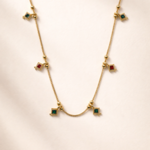 Emerald Ruby Charm Chain Necklace