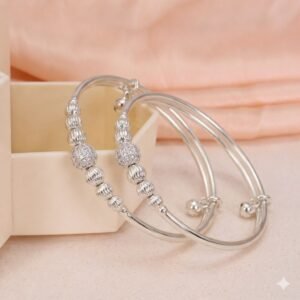 Silver Spark Bead Kada Set