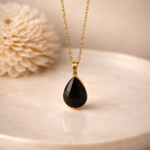 Black Crystal Teardrop Necklace