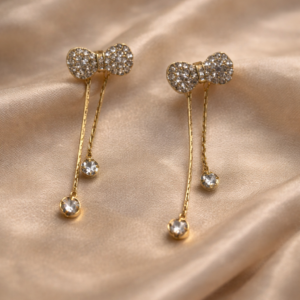 Crystal Bow Drop Earrings