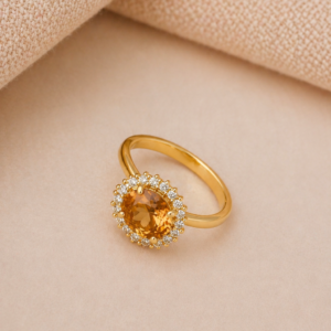Amber Glow Halo Ring
