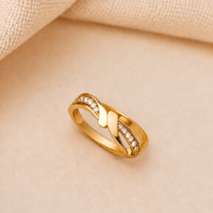 Golden Wave Crystal Ring