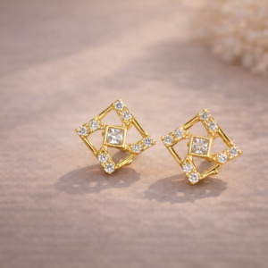 Geometric Spark Square Stud Earrings