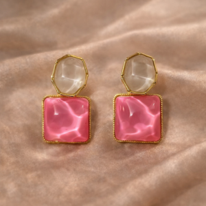 Rose Glow Square Drop Earrings