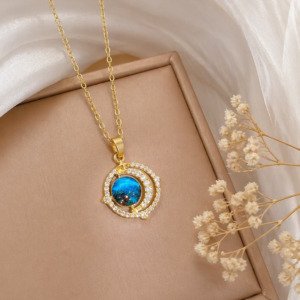 Ocean Glow Crystal Pendant Necklace