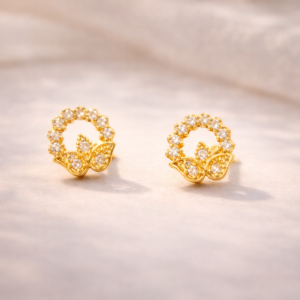 Golden Lotus Halo Stud Earrings