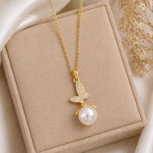 Pearl Butterfly Drop Pendant