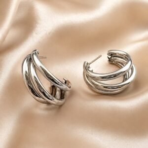 Silver Twist Hoop Earrings