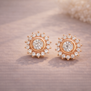 Celestial Circle Crystal Stud Earrings