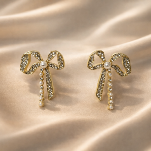 Pearl Bow Spark Earrings
